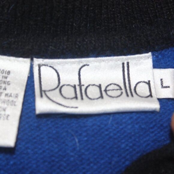 Vintage Rafaella Blue Cardigan Sweater Angora Rabbit Hair /Lambswool Women Large - Picture 13 of 13